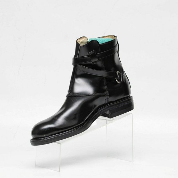 Vintage Black Leather Harness Beatle Ankle Boots Mens 10 E Made in USA Gumsole main image 12